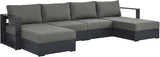 Modway Tahoe Aluminum 4-Piece Outdoor Patio Furniture Gray Charcoal, Modular Sectional Sofa Set with Chaise Lounges - Photo 3