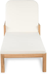 Christopher Knight Home Kayas Acacia Wood Chaise Lounge with Adjustable Backrest, 77.5" Outdoor Sun Lounger with Cushion - Photo 4