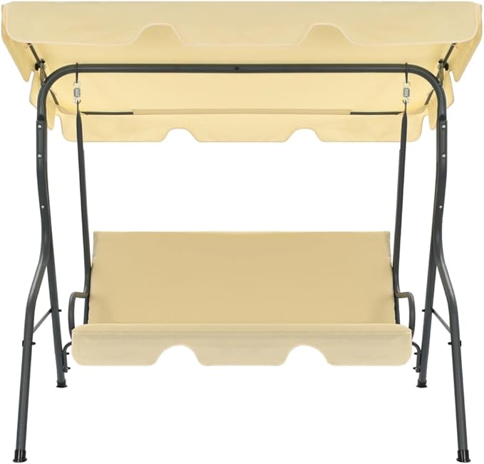 3-Seater Garden Swing Chair with Canopy, Heavy-Duty Metal Porch Swing Bench for Patio, Backyard, Deck - Photo 2