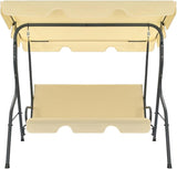 3-Seater Garden Swing Chair with Canopy, Heavy-Duty Metal Porch Swing Bench for Patio, Backyard, Deck - Photo 2