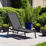 Flash Furniture Brazos Adjustable Chaise Lounge Chair, Outdoor Five-Position Recliner, All Weather, Black/Black - Photo 6