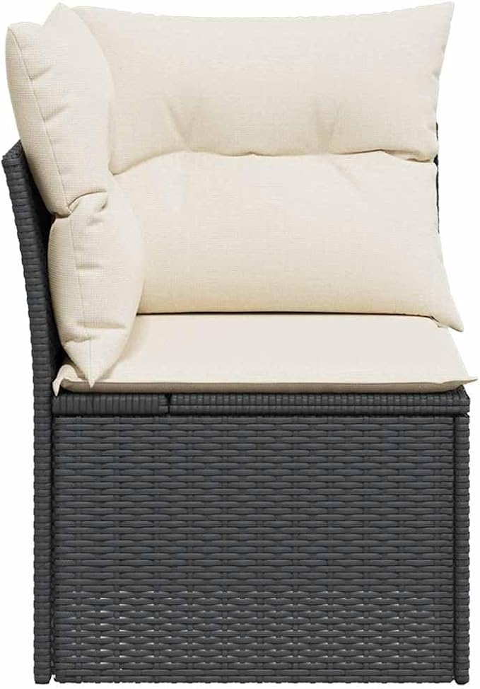 Modular Outdoor Garden Sofa with Removable Zippered Cover, Black and Cream White Woven Texture, Powder-Coated Metal Frame for Patio Balcony