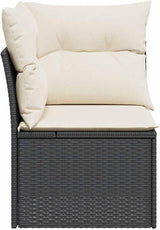 Modular Outdoor Garden Sofa with Removable Zippered Cover, Black and Cream White Woven Texture - Photo 5