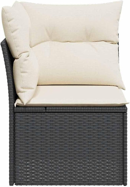 Modular Outdoor Garden Sofa with Removable Zippered Cover, Black and Cream White Woven Texture, Powder-Coated Metal Frame for Patio Balcony