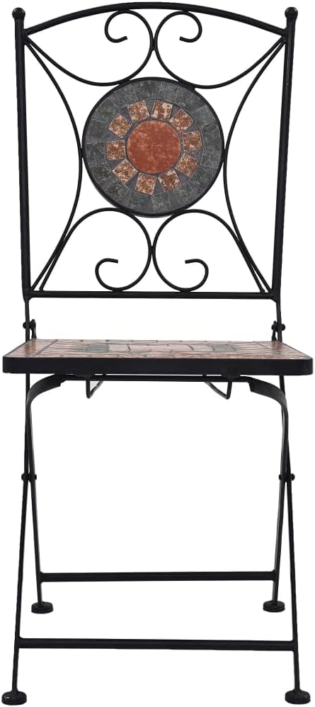 Mosaic Bistro Chairs 2 pcs Orange/Gray Patio Chairs Outdoor Furniture Outdoor Chairs Suitable for Gardens, Pools and Balconies.