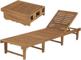 Folding Acacia Wood Sun Lounger Outdoor Chaise Lounge 78.7x24x33.9 in Adjustable Reclining Backrest Portable Patio - Photo 1