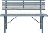 Outdoor Patio Bench, Metal Garden Bench with Backrest, Steel Park Bench Patio Furniture for Porch, Park, Yard - Photo 3