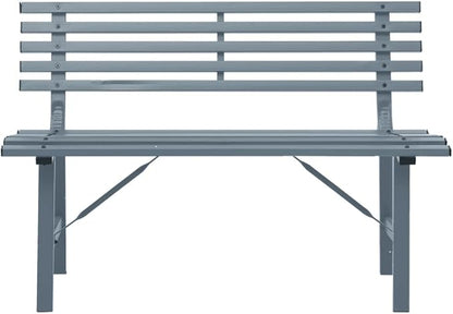Outdoor Patio Bench, Metal Garden Bench with Backrest, Steel Park Bench Patio Furniture for Porch, Park, Yard, 43.3" x 23.2" x 30.1" Gray