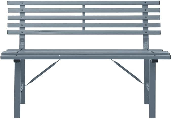 Outdoor Patio Bench, Metal Garden Bench with Backrest, Steel Park Bench Patio Furniture for Porch, Park, Yard, 43.3" x 23.2" x 30.1" Gray