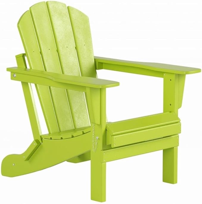 Costaelm Outdoor Folding Chair, Outdoor Seating Folding Firepit Chairs, All Weather Poly Adirondack Chair for Deck Backyard Garden Lawn Pool Patio, Lime