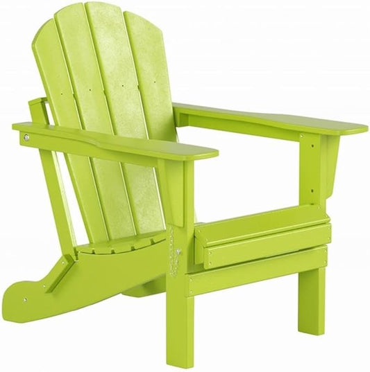 Costaelm Outdoor Folding Chair, Outdoor Seating Folding Firepit Chairs, All Weather Poly Adirondack Chair for Deck Backyard Garden Lawn Pool Patio, Lime