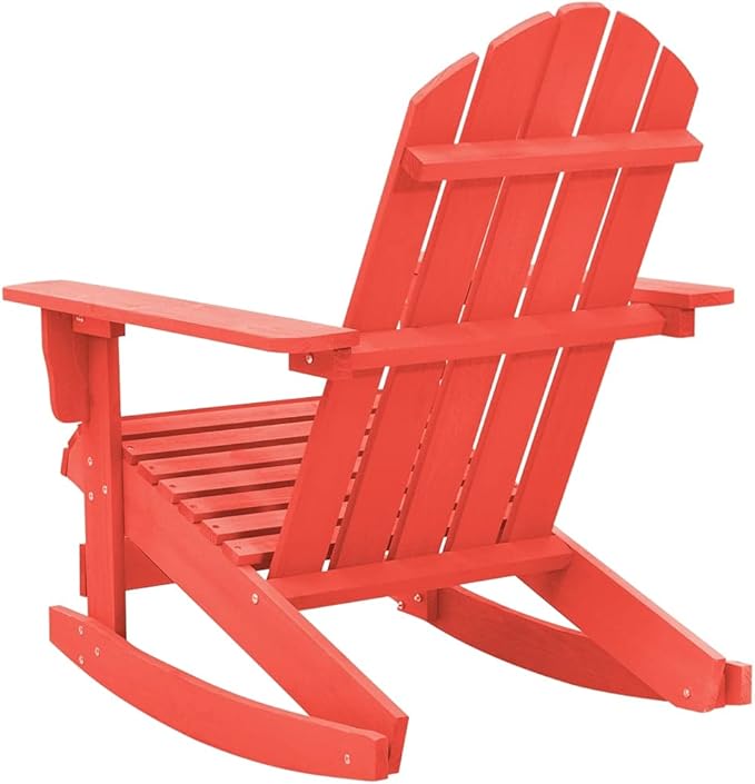 vidaXL Red Patio Rocking Adirondack Chair with Sturdy Solid Fir Wood Structure, Ergonomic Design for Optimal Comfort - Photo 6