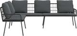 Outdoor L-Shaped Sectional Sofa with Cushions, PE Rattan Patio Garden Corner Bench, Weather-Resistant Metal Frame - Photo 4