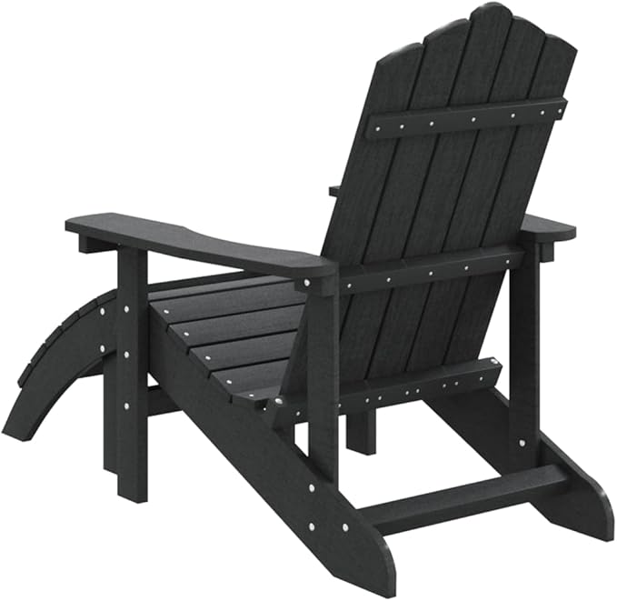 Garden Adirondack Chair with Footstool Anthracite HDPE Standard Size Detachable for Patio Balcony Outdoor Relaxation - Photo 6