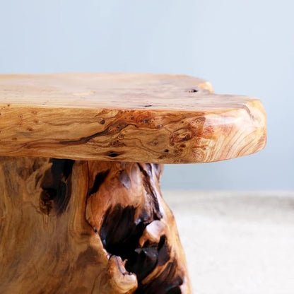 13.8" Cedar Stump Stool,Natural Wooden Side Table,Plant Stool,Live Edge Coffee Table for Bedroom,Living Room, Outdoor