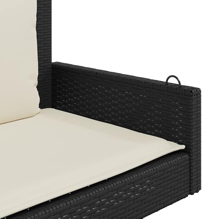Black PE Rattan Swing Bench with Removable Cushions for Patio - Photo 8