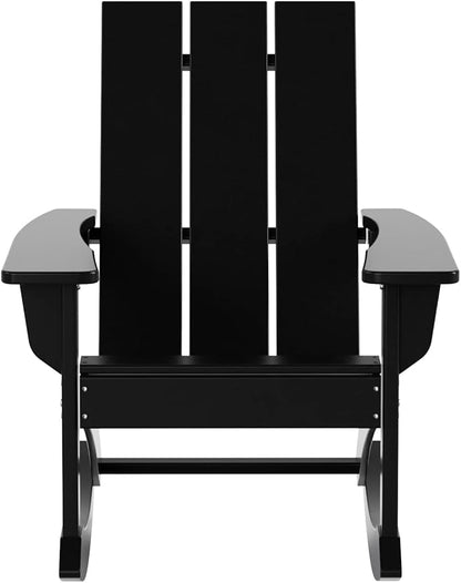 WO WESTIN OUTDOOR HDPE Shoreside Modern Rocking Poly Adirondack Chair (Set of 2),Black