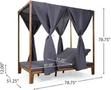 Christopher Knight Home Kenzie Acacia Wood Outdoor Daybed with Canopy, Double Chaise Lounge Chair Outdoor with Cushion - Photo 2