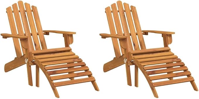 Solid Acacia Wood Folding Adirondack Chair Set of 2 - Photo 2