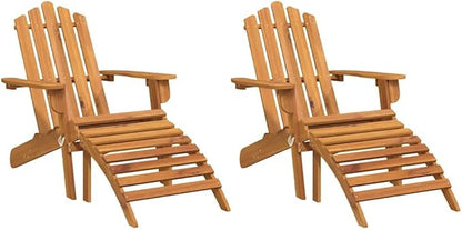 Solid Acacia Folding Adirondack Chair Set of 2, 19.3x29.5x13 in Rustic Brown Wood Outdoor Patio Chairs, Foldable Garden Balcony Seating for Backyard, Lawn, Garden and Terrace