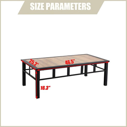 LOKATSE HOME Outdoor Dining Patio Steel Frame Furniture Metal Rectangle Table for Garden, Backyard, Poolside, Brown&Black
