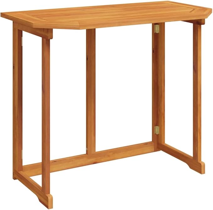 Balcony Table Brown Solid Acacia Wood Medium Foldable Poolside Table Coffee Tables for Beach Garden - Photo 2