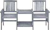Grey Solid Acacia Wood Garden Chair with Tea Table, Medium Durable Outdoor Seating for Patio and Balcony - Photo 4