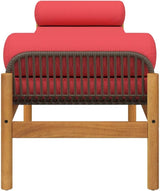 Brown and Red PE Rattan Patio Bench with Removable Cushion Covers - Photo 6