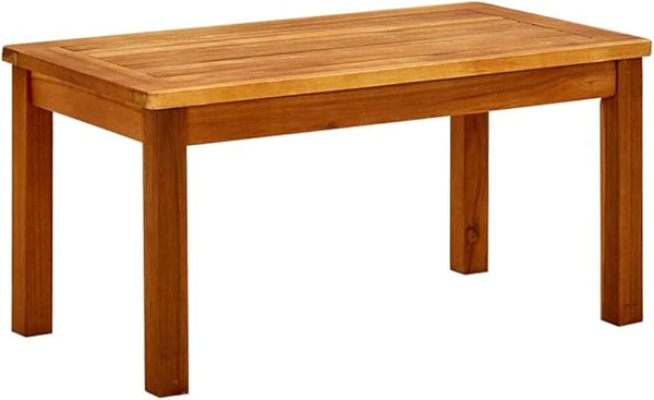 Solid Acacia Wood Small Outdoor Coffee Table 27.6"x27.6"x14.2" Rustic Brown Slatted Patio Side Table for Balcony and - Photo 1