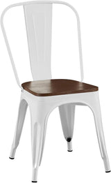 AC Pacific Stackable Metal Dining Chairs Set of 2 for Indoor and Outdoor Use, Durable Stacking Seat, Farmhouse Kitchen - Photo 2