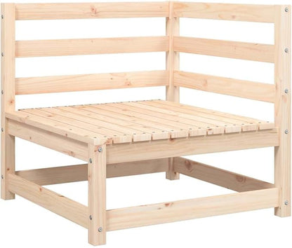 Rustic Corner Patio Sofa with Anthracite Cushion and Natural Pine Wood, Modular Outdoor Furniture for Garden Patio Terrace, Single Seating with Removable Cushions