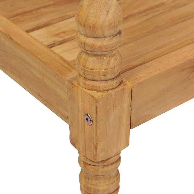 Teak Wood Garden Bench Outdoor Brown Rustic 47.2 Inch Length 2-Seater for Patio Terrace Durable Seating Furniture