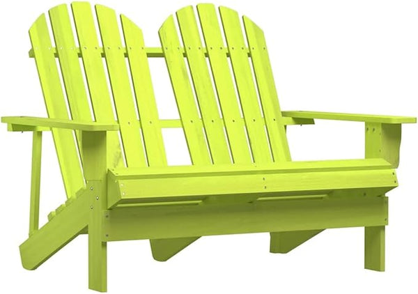 Solid Fir Wood 2-Seater Adirondack Garden Chair in Green - Photo 1