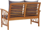 Garden Bench Acacia Wood Finish and Dark Grey Cushions - Photo 5