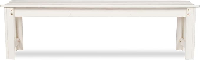Shine Company Outdoor Wooden Backless Patio Garden Bench, 5 Ft, Eggshell White
