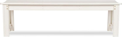 Shine Company Outdoor Wooden Backless Patio Garden Bench, 5 Ft, Eggshell White