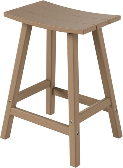 WestinTrends Malibu 24 Inch Outdoor Bar Stools, All Weather Resistant Poly Lumber Adirondack Counter Height Stools, Weathered Wood