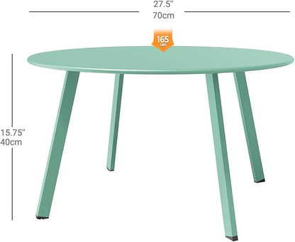 Grand Patio Round Steel Patio Coffee Table, Weather Resistant Outdoor Large Side Table, Mint Green…