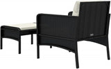 2-Piece Patio Lounge Set with Cushions Black Poly Rattan Metal Frame Outdoor Furniture for Balcony Porch Garden Backyard - Photo 6