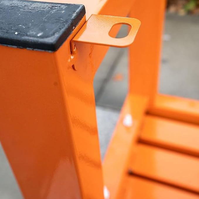 Outdoor Garden Bench Metal Park Seat Weatherproof 3-Person Deck Furniture Backless Furniture Seating for Front Porch,Lawn,Path,Yard(Orange,71 Inch)
