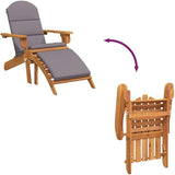 Adirondack Garden Chair with Footrest and Cushions, Foldable Outdoor Patio Lounge Seat, Solid Acacia Wood - Photo 7