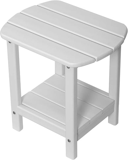 nalone Adirondack Side Table 16.5" Outdoor Side Table HDPE Plastic Double Adirondack End Table Small Table for Patio (White)