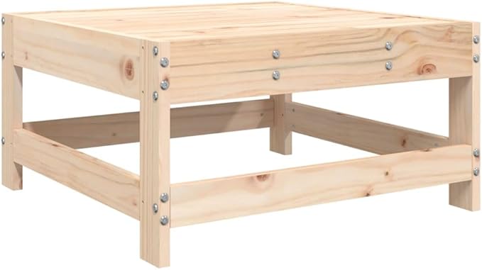 Solid Pine Wood Outdoor Garden Footstool, Rustic Square Patio Ottoman with 242.5 lbs Capacity - Photo 6
