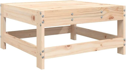 Solid Pine Wood Outdoor Garden Footstool, Rustic Square Patio Ottoman with 242.5 lbs Capacity, Modular Coffee Table for Balcony Terrace Deck Lounge Decor