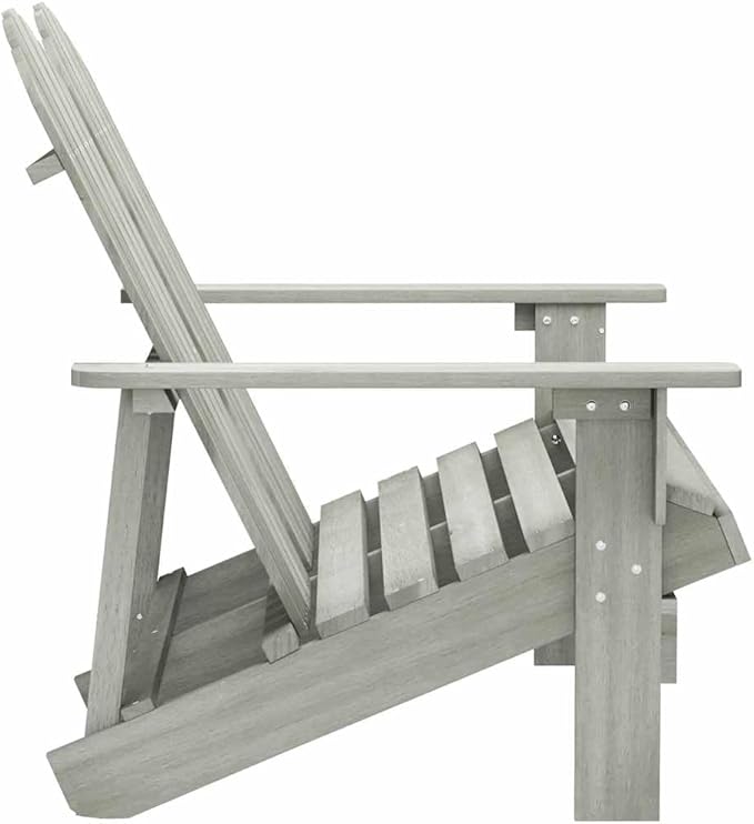 2-Seat Fir Wood Adirondack Chair Matte Grey 33.7 x 47 x 35.2 in Rustic Garden Seat for Patio, Balcony, Porch and Backyard Outdoor Use