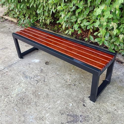 Weatherproof Metal Garden Bench, 500kg Capacity, Stylish Outdoor Patio Seating for Lawn, Park, School, Durable Wood Plastic Design, 59in Long