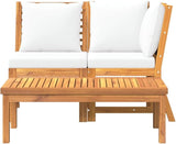 3-Piece Garden Lounge Set Cream and Acacia Wood Outdoor Furniture with Weather-Resistant Cushions - Photo 4
