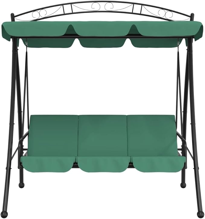 3-Seater Garden Swing Bench, Outdoor Patio Porch Swing with Bed Conversion, Powder-Coated Steel Metal Frame - Photo 3