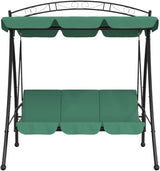 3-Seater Garden Swing Bench, Outdoor Patio Porch Swing with Bed Conversion, Powder-Coated Steel Metal Frame - Photo 3