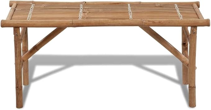 Natural Bamboo Folding Garden Bench for Outdoor and Indoor Use, Medium Foldable Patio Seating with Weather-Resistant Durable Construction, Comfortable Two-Person Relaxation